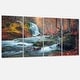 preview thumbnail 6 of 23, Autumn Mountain Waterfall Long View Landscape Photo Canvas Print - Orange
