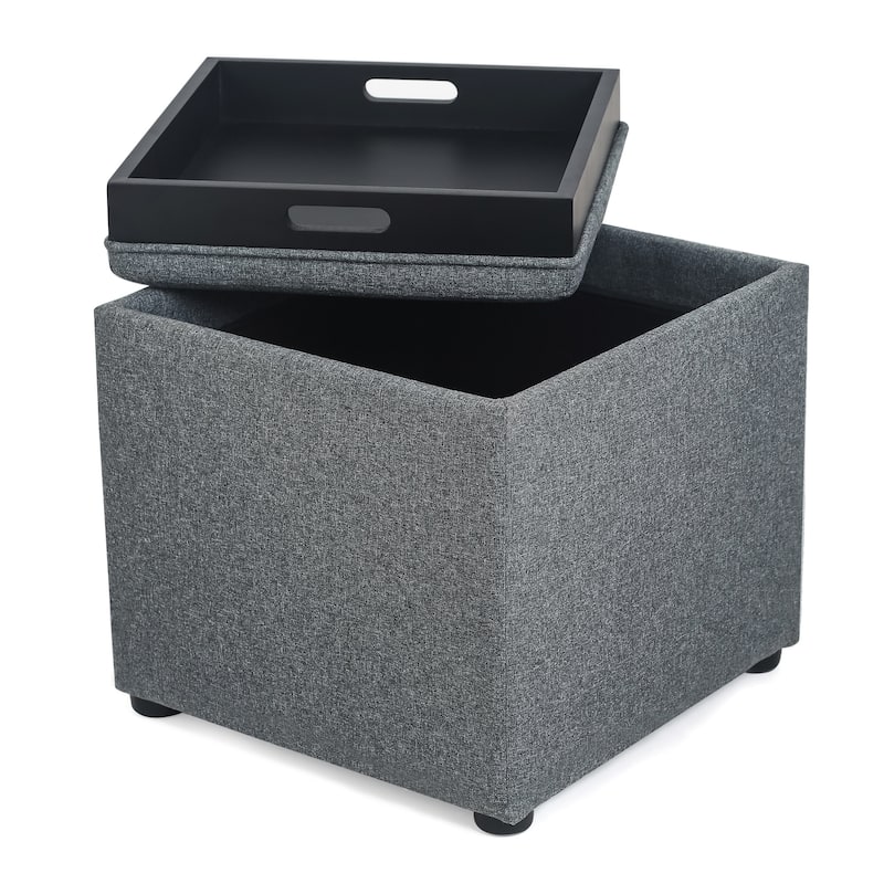 Adeco Storage Ottoman With Tray