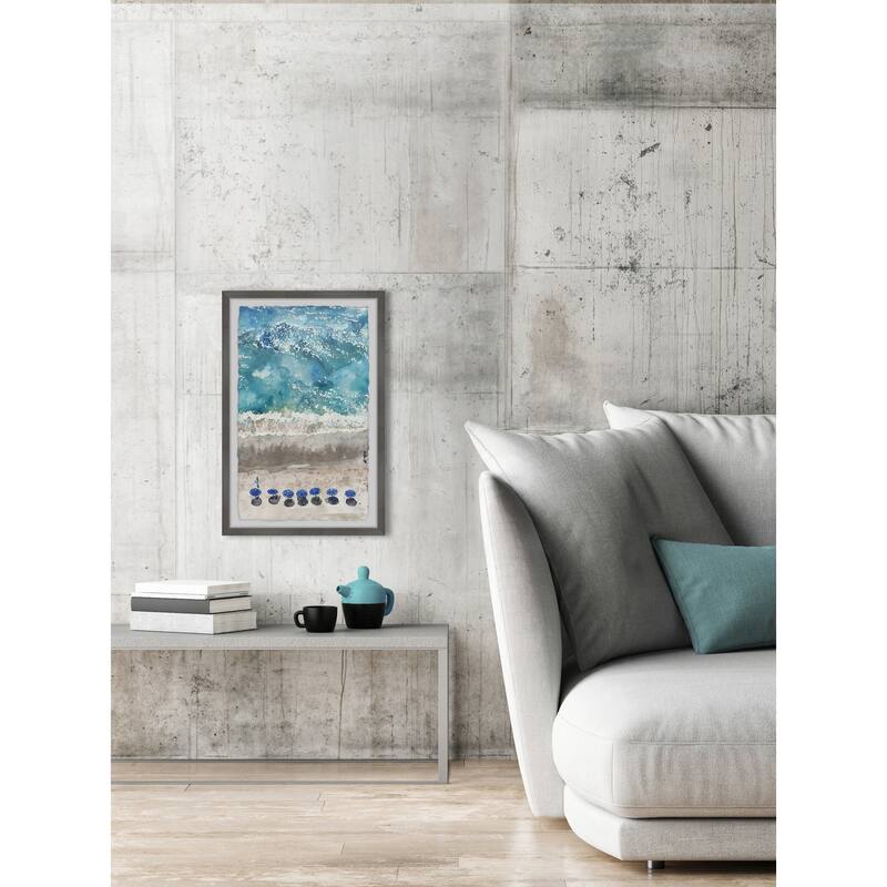 Blue Sunshade Painting Print - Island Oasis Wall Art - Framed Home Decor