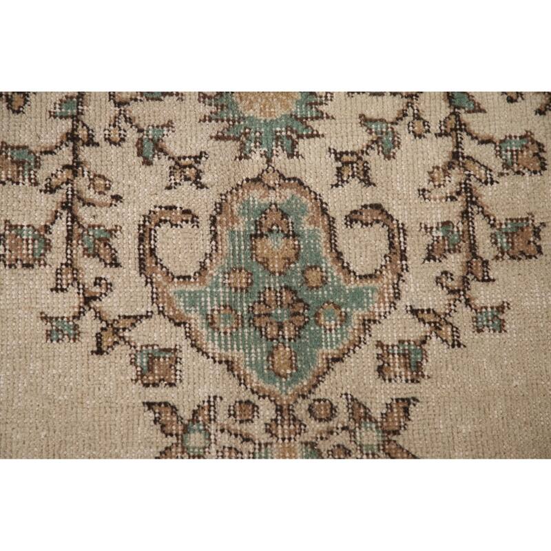 Floral Anatolian Distressed Turkish Vintage Handmade Wool Carpet - 5'9"x 9'0"