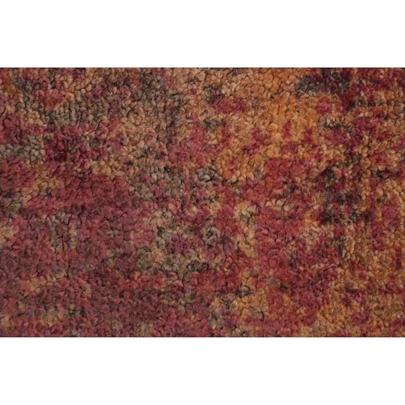 Hand Knotted Oriental Viscose Silk Carpet Modern Abstract Multi-Colored Abstract Area Rug - 9' 7'' X 6' 8''