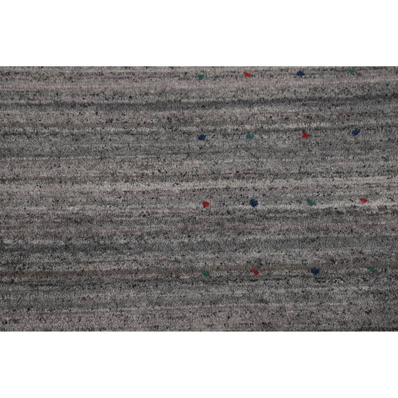 Hand Knotted Oriental 100% Wool Carpet Tribal Tribal Greys & Charcoal Gabbeh Area Rug - 9' 11'' X 7' 10''