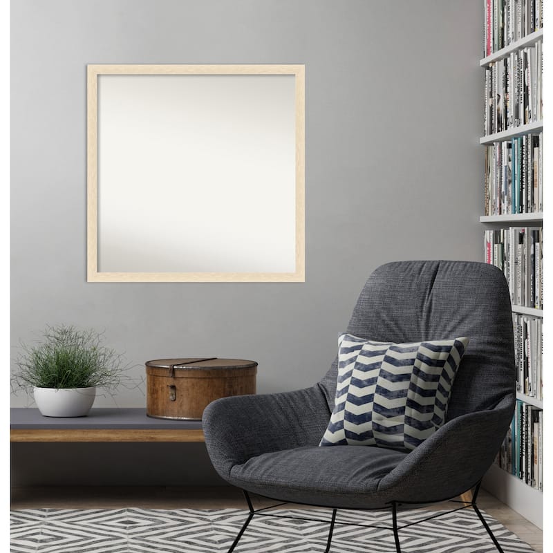 Woodgrain Stripe Non-Beveled Wood Framed Wall Mirror