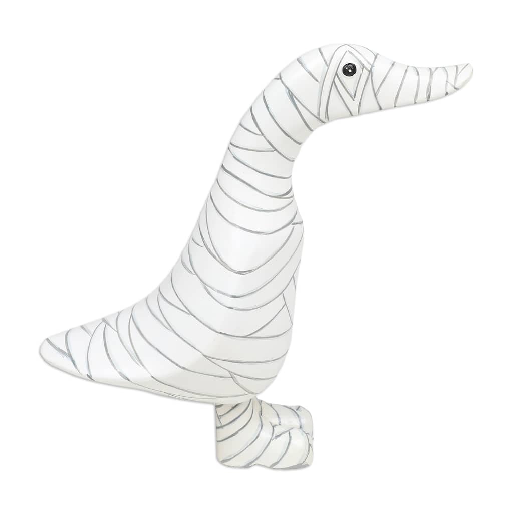 Novica Handmade Mummy Duck Bamboo Root And Teak Wood Figurine