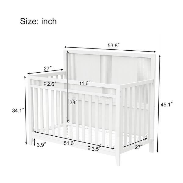 dimension image slide 4 of 6, Certified Baby Safe Crib, Pine Solid Wood, Non-Toxic Finish, JPMA Certified
