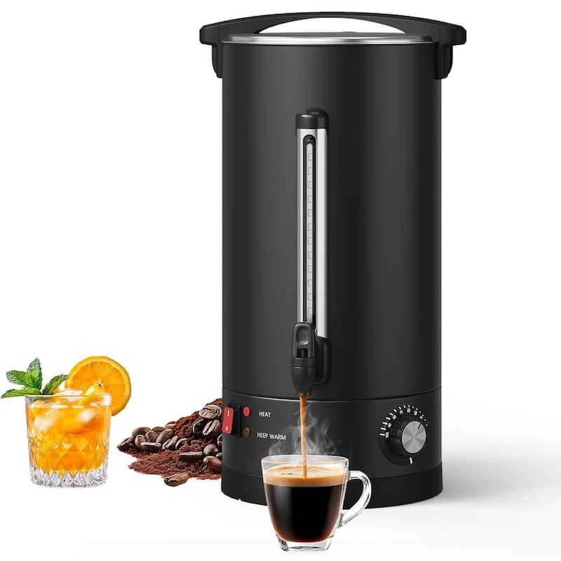 Double Wall Commerical Coffee Urn, Hot Coffee Dispenser, Black - 18L