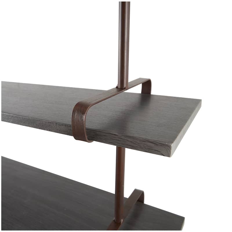 3 Level Wood Wall Shelf with Black Metal Brackets - Brown or Gray