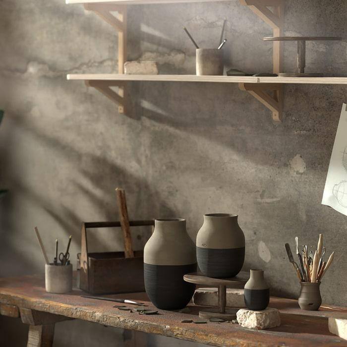 Kähler Omaggio Circulare Vase, Anthracite Grey