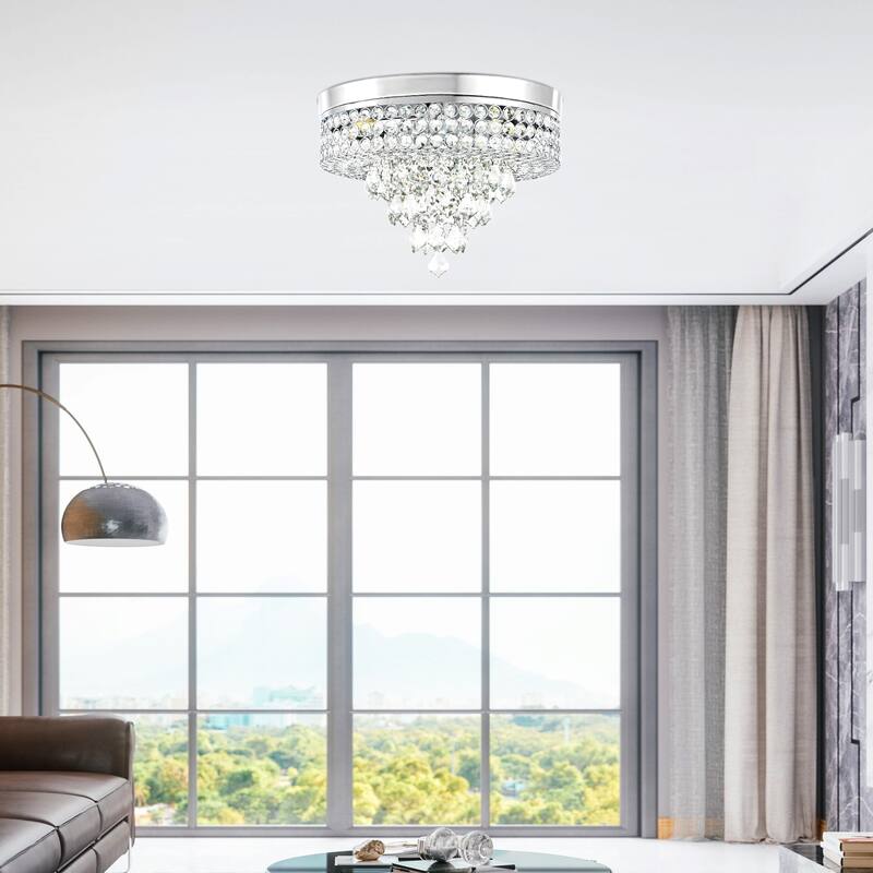 GetLedel 4-Light Tiered Crystal Flush Mount