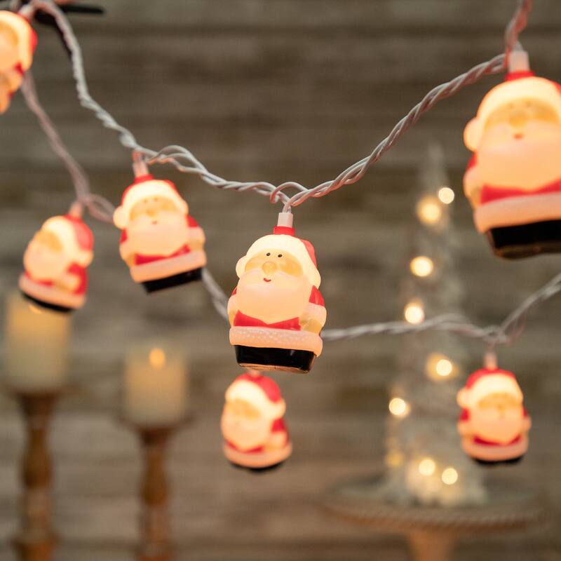 Santa Claus Christmas Light Set - Clear - 6' Green Wire - 10ct