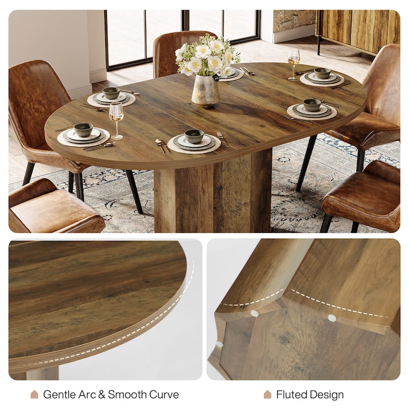 Small 4-6 Person Oval Kitchen Dining Table for Dinner Reception Room