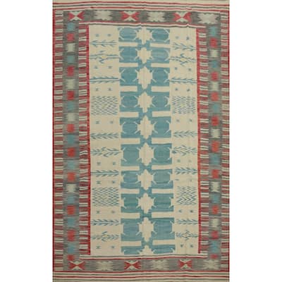 Hand Woven Oriental 100% Wool Carpet Southwestern Tribal Beige & Ivories Kilim Area Rug - 11' 10'' X 8' 8''