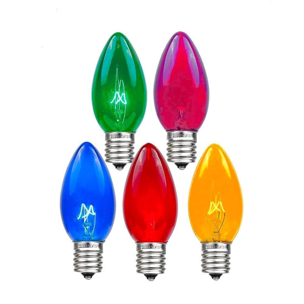 25 Pack C7 Twinkle Outdoor Christmas Replacement Bulbs, C7/E12 Base