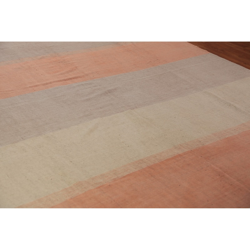 Nomadic Striped Kilim Oriental Area Rug Flatweave Wool Carpet - 9'0"x 11'8"