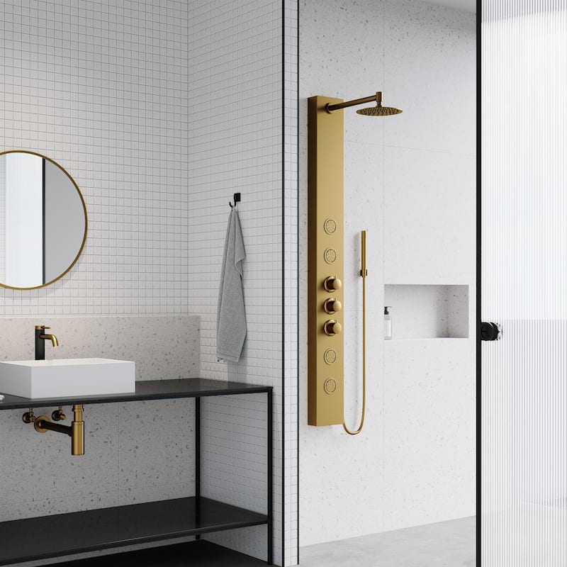 VIGO Ellington 59" H x 6" W 4-Jet Shower Panel with Round Shower Head