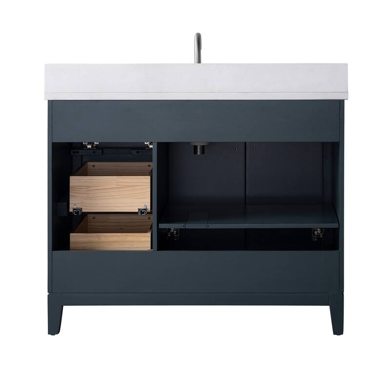 Vanity Art 42" Freestanding Bathroom Vanity with Engineered Marble Top and Sink