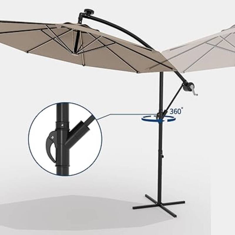 10FT Offset Fade Resistant Umbrella with Cross Base