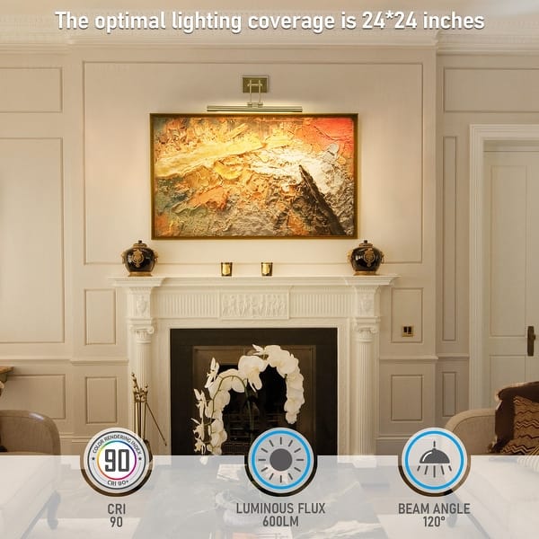 slide 2 of 7, LED Picture Light, 2700K/3000K/4000K Selectable, Antique Brass - 2PACK 2PACK