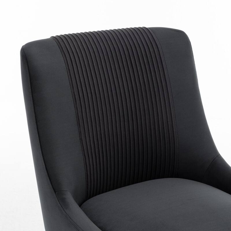 Modern Contempoary Velvet Dining Chair Set of 2 with Metal Frame Legs and Back Pull