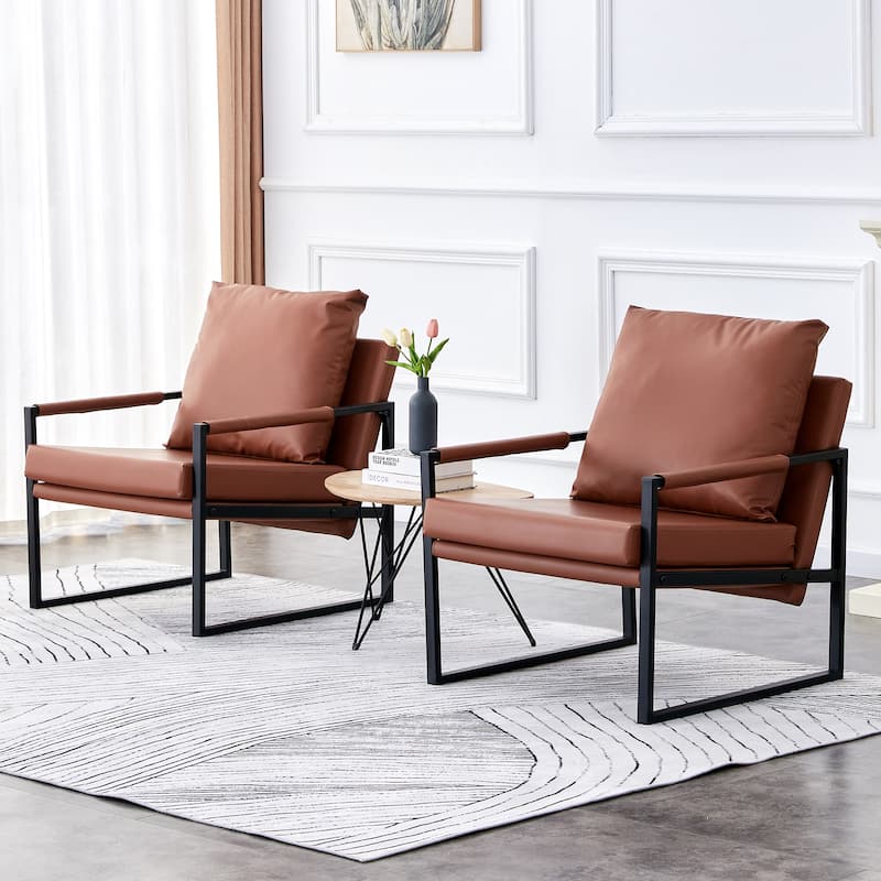 Ouyessir Set of 2 Modern Velvet Accent Chair Linen Sling ArmChair