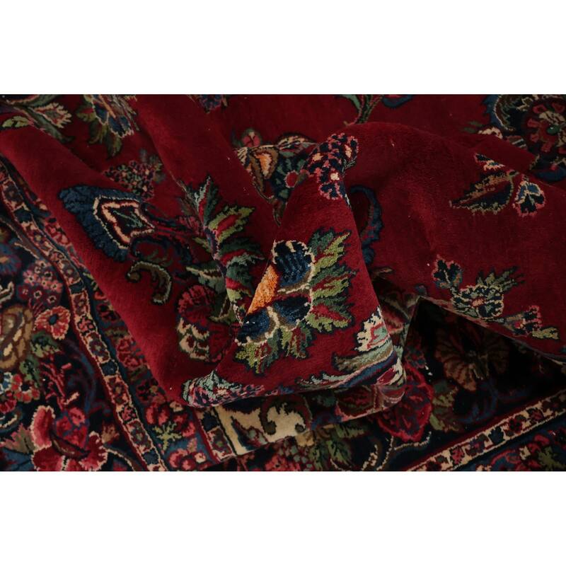 Hand Knotted Oriental 100% Wool Carpet Traditional Floral Red Shahbaft Area Rug - 18' 4'' X 9' 1''