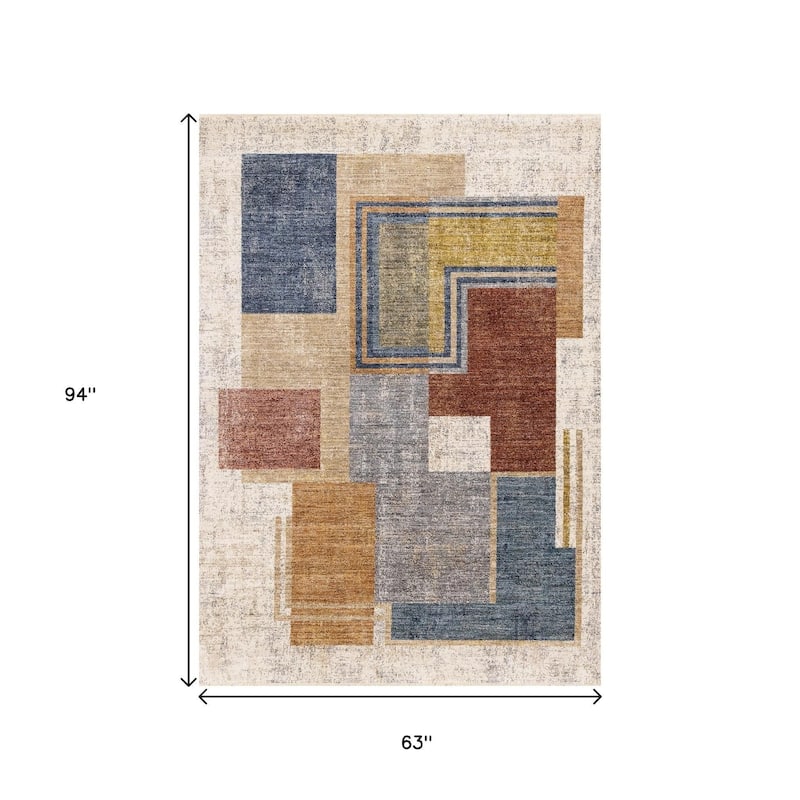 HomeRoots Geometric Modern Rectangle Area Rug - 5' X 8'