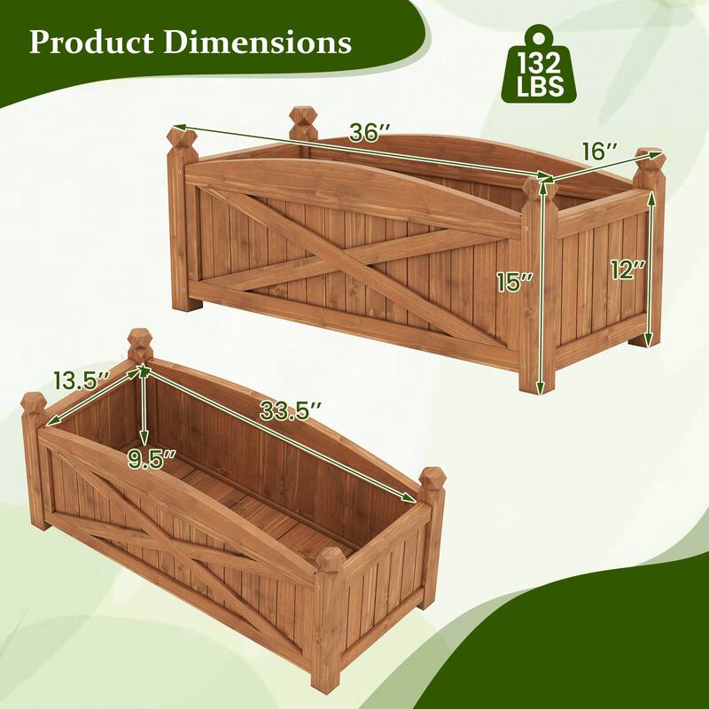 Gymax Wooden Raised Garden Bed Elevated Outdoor Planter Box w/