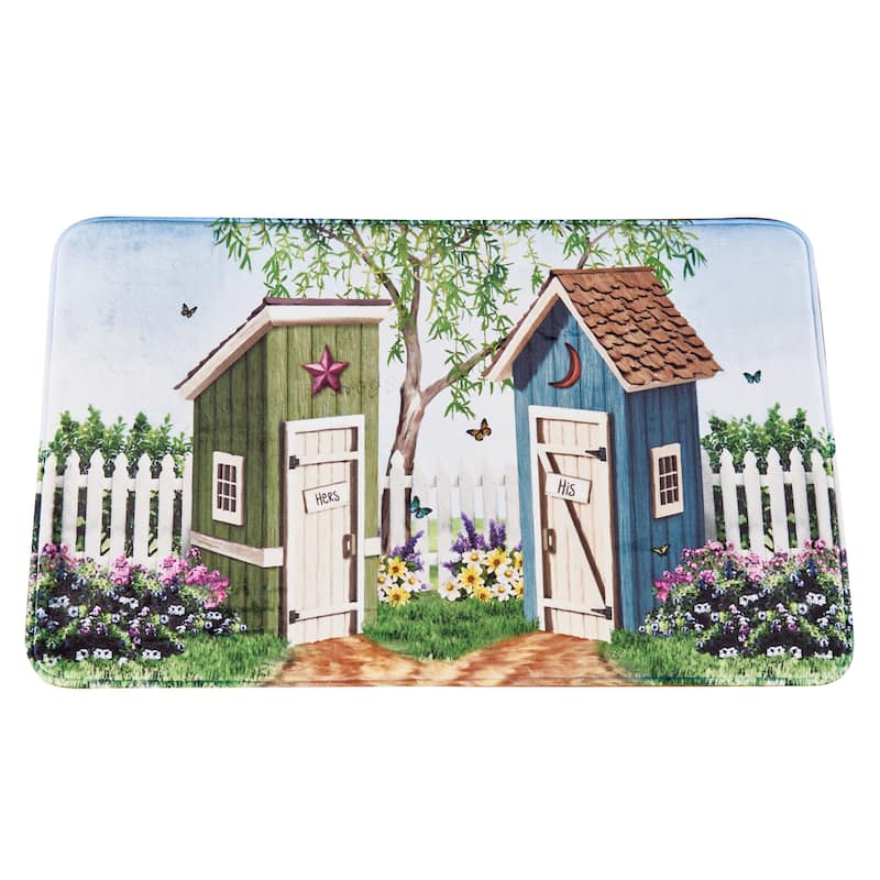 His & Hers Garden Outhouse Scene SkidResistant Bath Mat Bed Bath