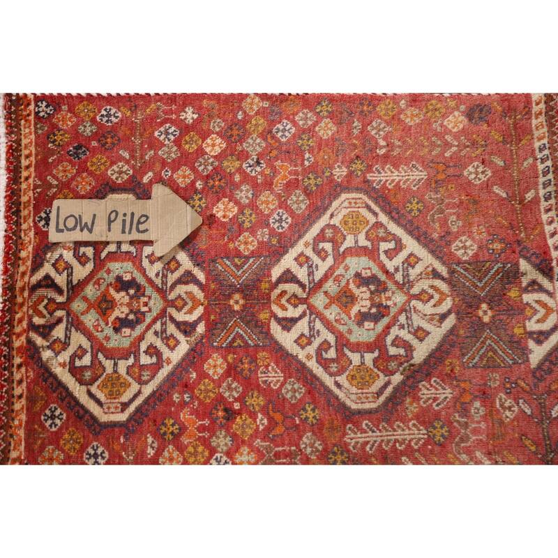 Tribal Geometric Shiraz Persian Square Rug Vintage Wool Carpet - 2'0"x 2'5"