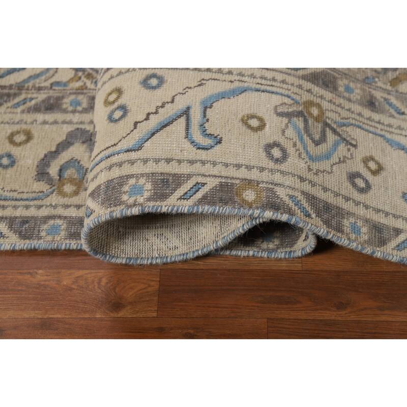 Tabriz Persian Area Rug Traditional Beige Handmade Wool Carpet - 6'9"x 9'1"