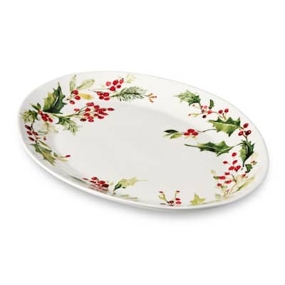 Certifed International Holly And Vines Oval Platter 16" x 12' - 16 L x 12 W x 1.5 H
