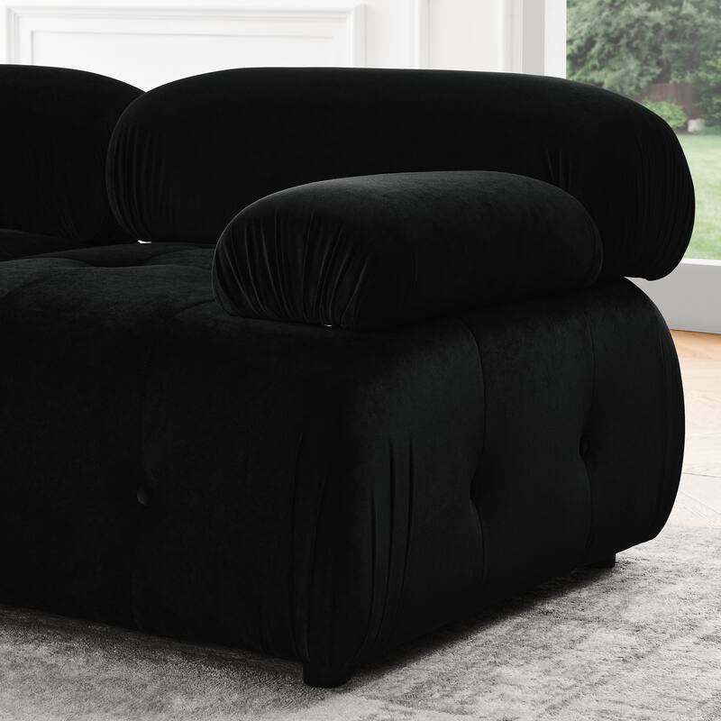 93'' Modular L-Shaped 4 Seat Sectional Sofa with Reversible Ottoman, Button Tufted Design and Comfortable Cushions