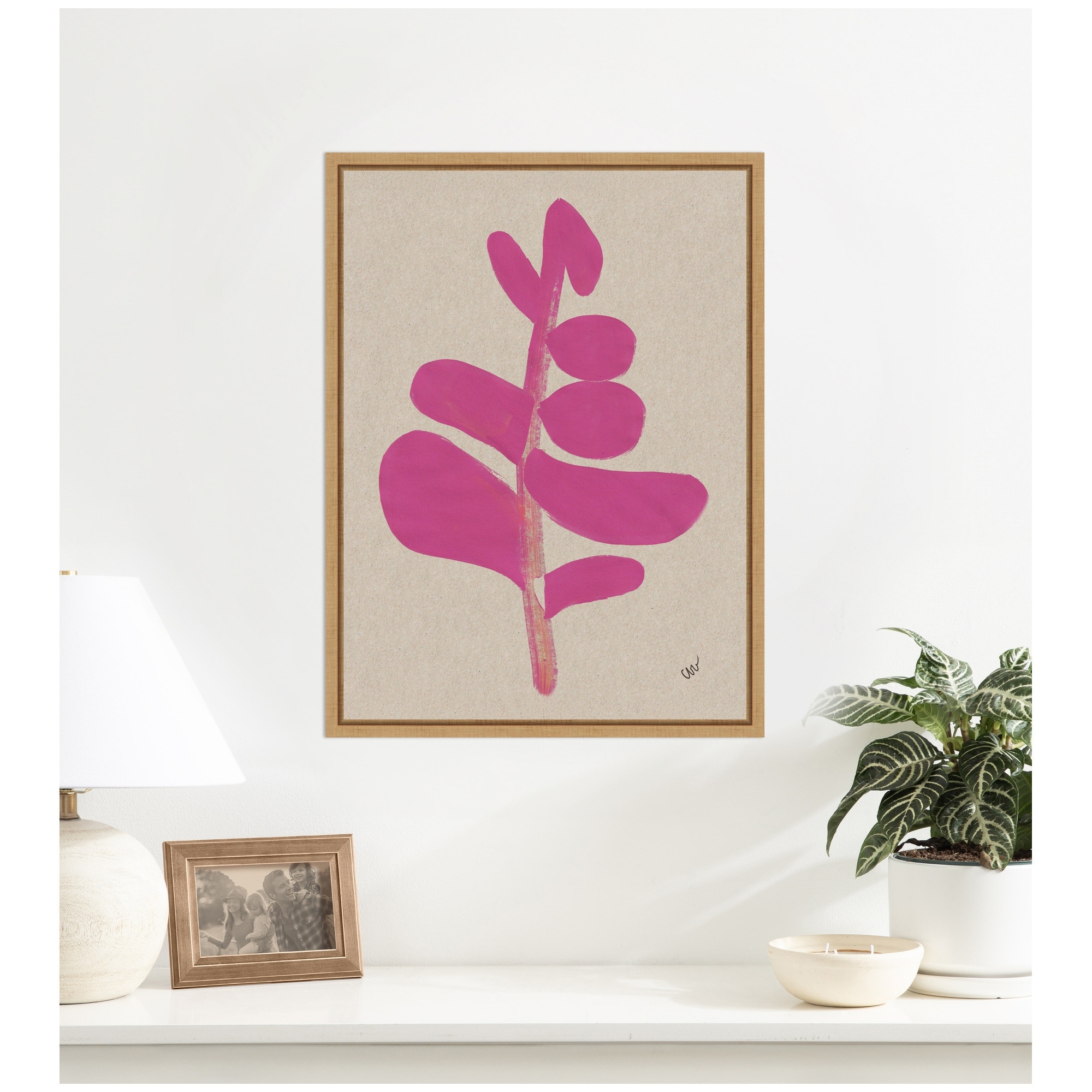 Kate and Laurel Modern Pink Flowers by Cris Villa Studio Framed Canvas Wall Art Print