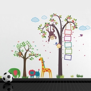 Walplus Monkey Height Measure Animals Tree Wall Sticker Nursery Decor