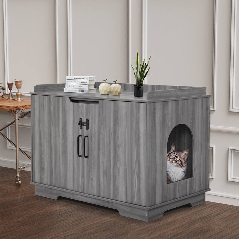 MCombo X-Large Cat Litter Box Furniture Hidden with Top Opening & Divider, Particle Board, CT37