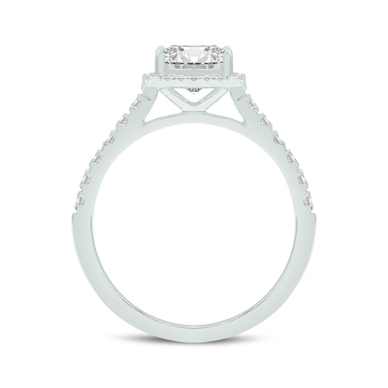 Marquee 1 1/2 Carat TW Center Princess Cut Lab Grown Diamond Halo Bridal Set in 14Karat White Gold