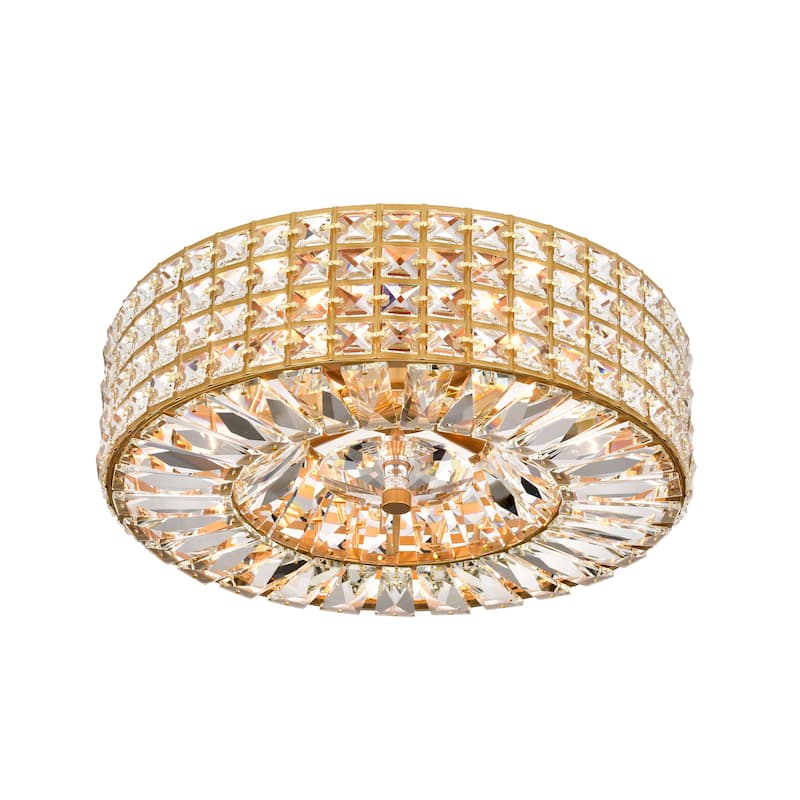 Jolie 4-light Crystal and Prism Round Flush Mount