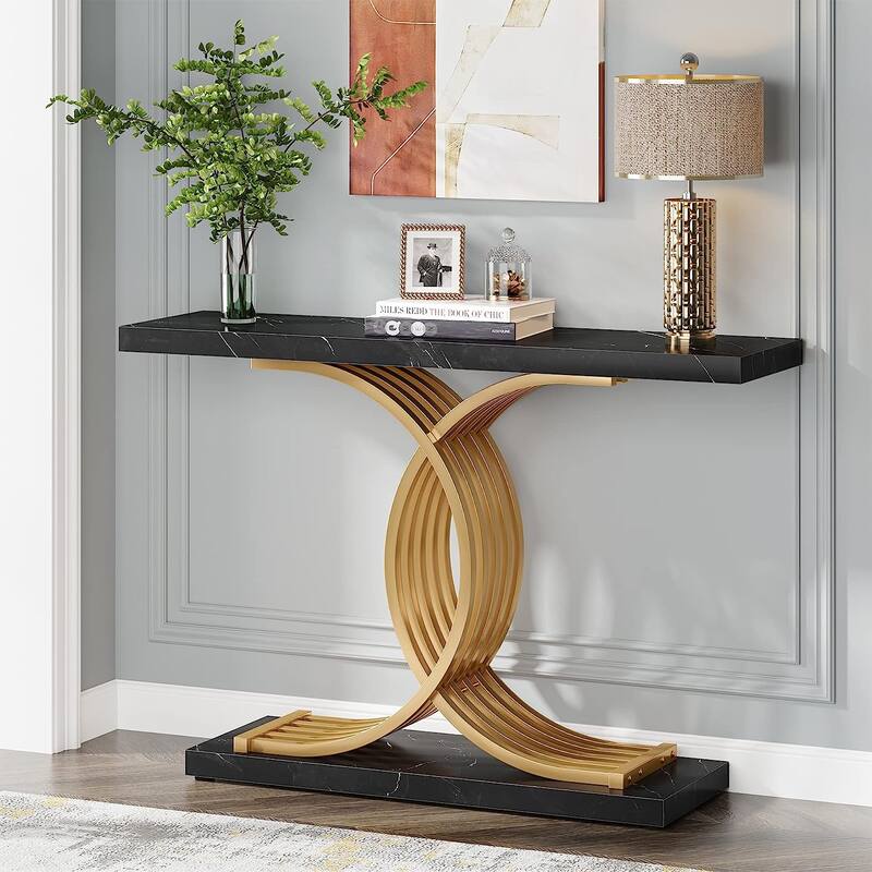 Console Table, Entryway Table with Geometric Legs, Sofa Table - 11.81"D x 39.37"W x 31.49"H