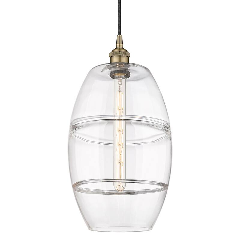 Innovations Lighting 616-1P 19 10 Vaz Pendant Vaz 10" Wide Cord-Hung - Antique Brass / Clear