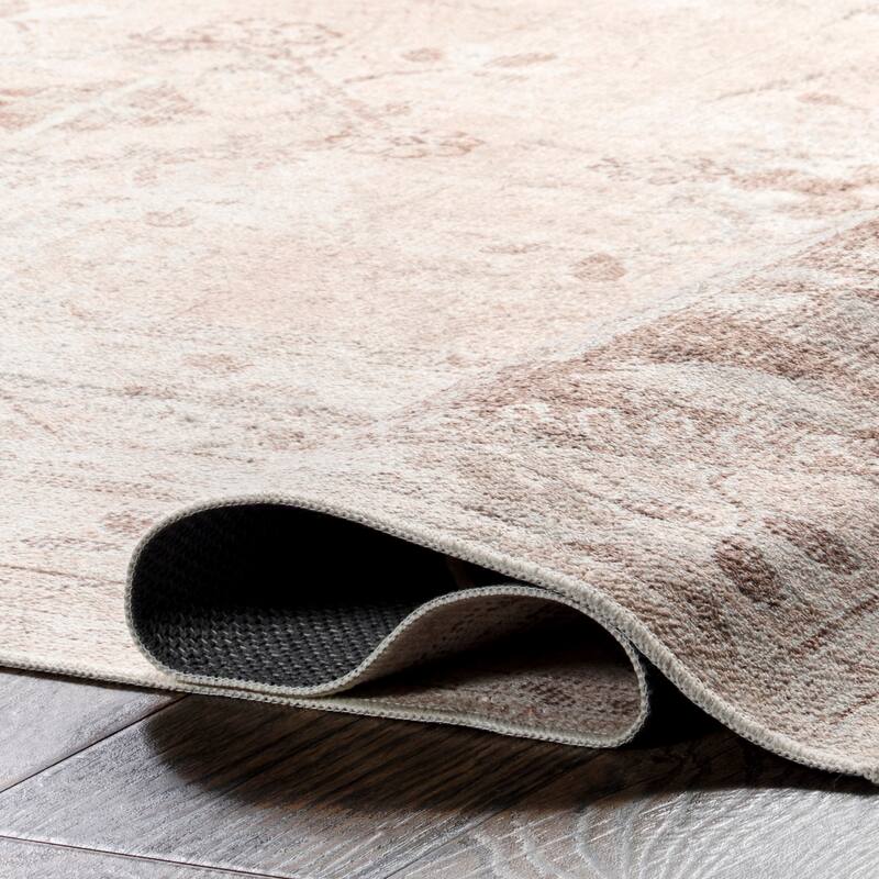 Nuloom Ellamae SpinClean Faded Medallion Machine Washable Area Rug