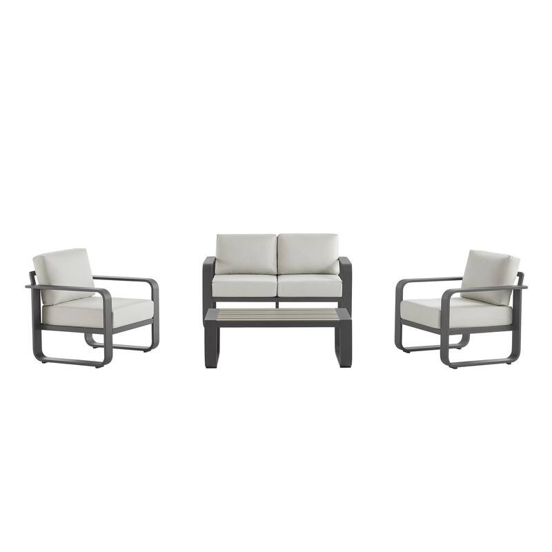 Spruce & Spring Outdoor Patio Furniture Set Aluminum Sofa Accent Chair