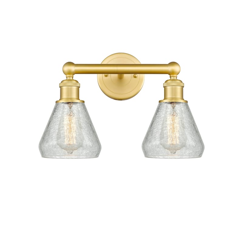Innovations Lighting 616-2W-13-15 Conesus Vanity Conesus 2 Light 15" - Satin Gold / Clear Crackle