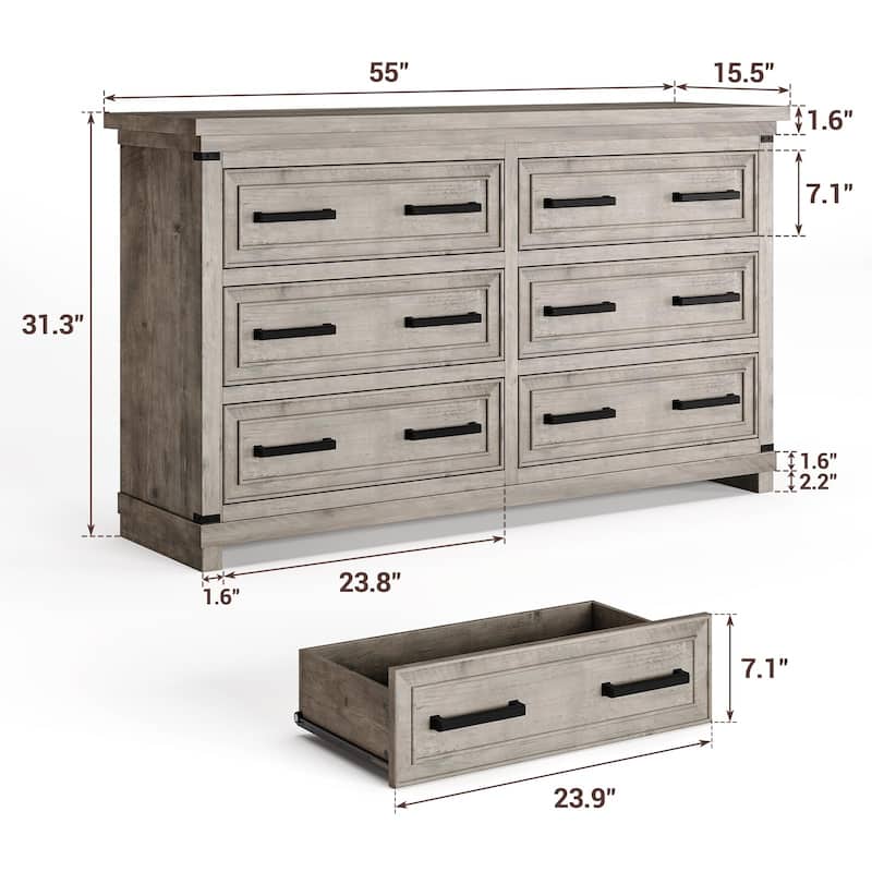Farmhouse 6/8 Drawer Dresser for Bedroom, Rustic Wood Chest of Drawers