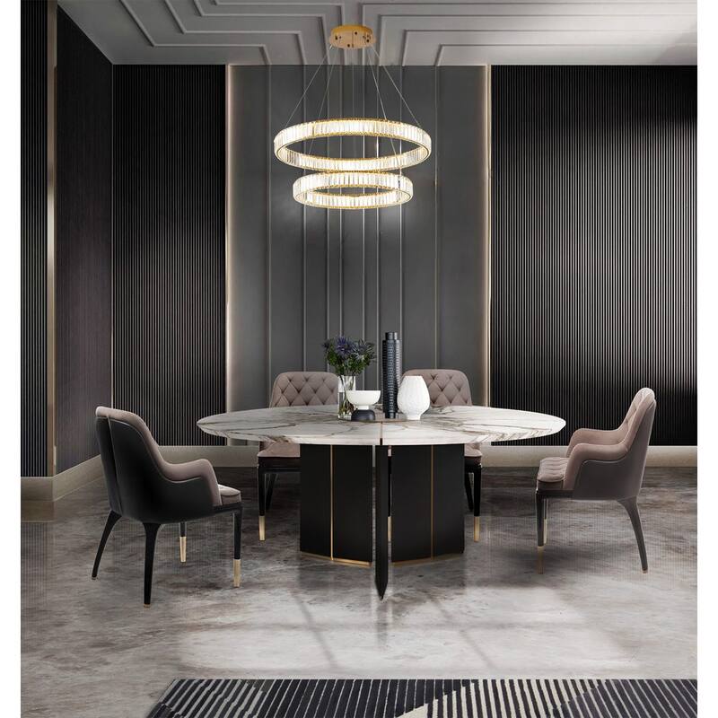 LED Gold 2 Tier Halo Ring Chandelier