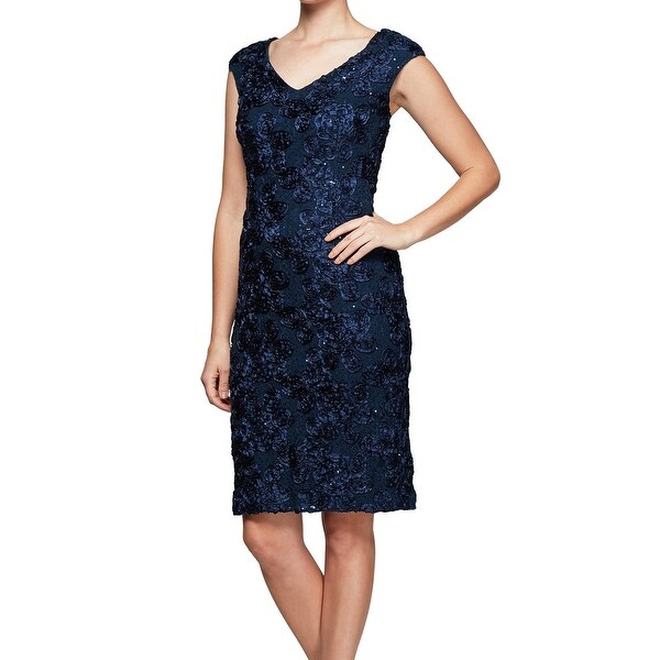 alex evenings navy blue dress