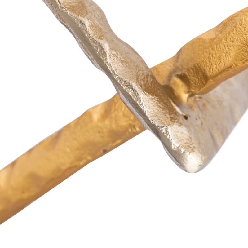 Elk Home Abstract Interlocking Sculpture - Brass and Nickel