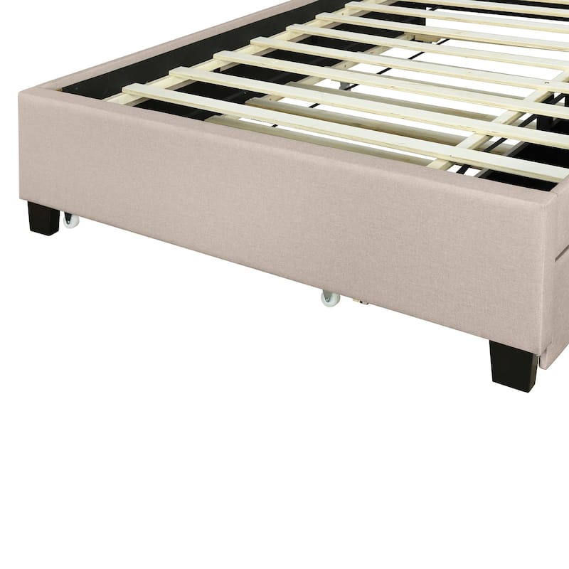 Upholstered Platform Bed with Storage Headboard