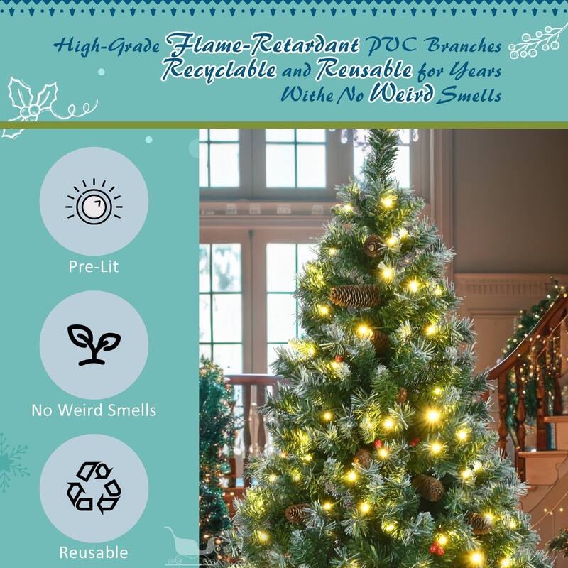 6FT Dark Green Pine Hinged Artificial Christmas Tree