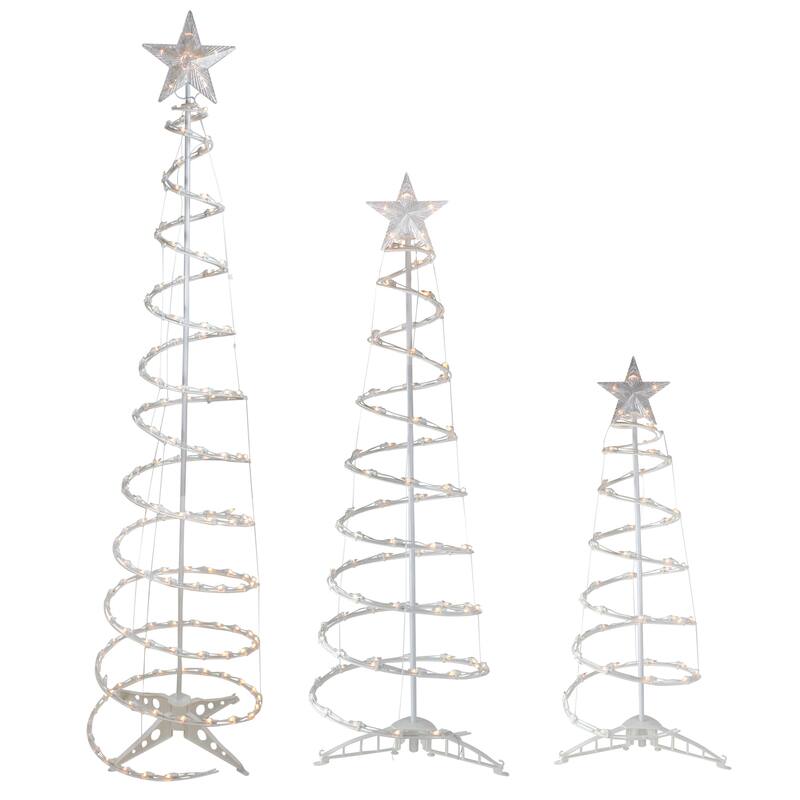 Set of 3 Clear Lighted Spiral Christmas Trees - 3', 4', and 6'