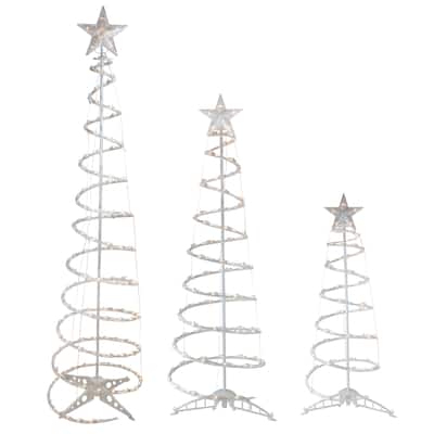 Set of 3 Lighted Spiral Christmas Trees - 3' 4' and 6'